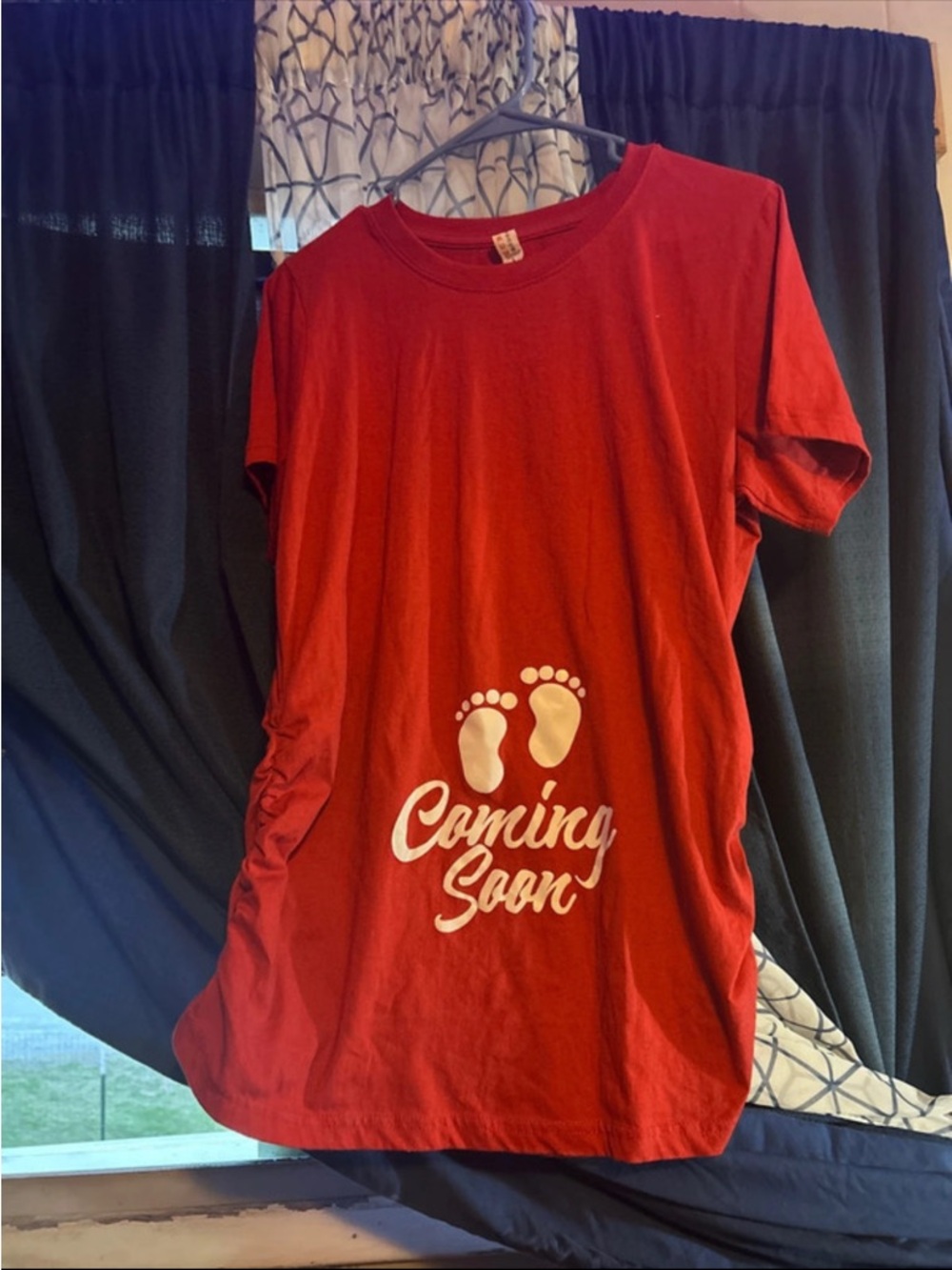 Red "Coming Soon" Maternity Tee